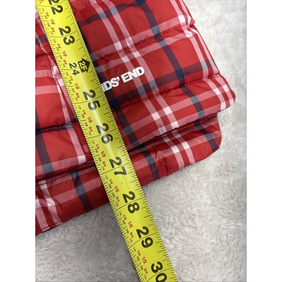 Lands End Women's LT Red Buffalo Plaid Quilted Down Puffer Vest Sleeveless Zip - Picture 11 of 12